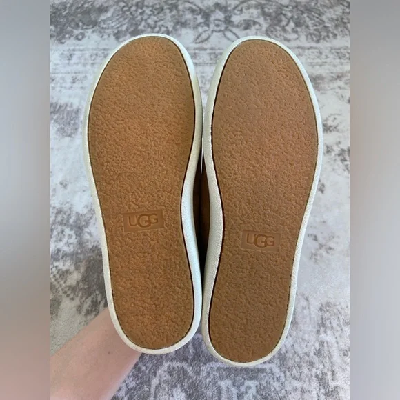 UGG Olive Sneakers in Brown Shearling Trim with Side Zip Size 6.5 - Picture 9 of 14